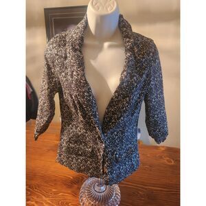 Alex & Olivia Women's Size L Black and White Funky Dress Jacket Blazer Statement